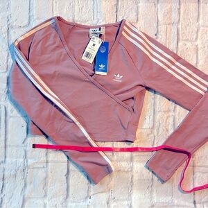 NWT adidas Originals Wrapped Long Sleeve Crop Top in color “magic mauve”